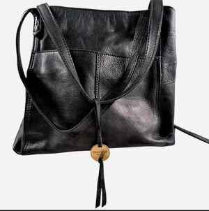 Margot Black Leather Shoulder Bag Purse with three interior pockets